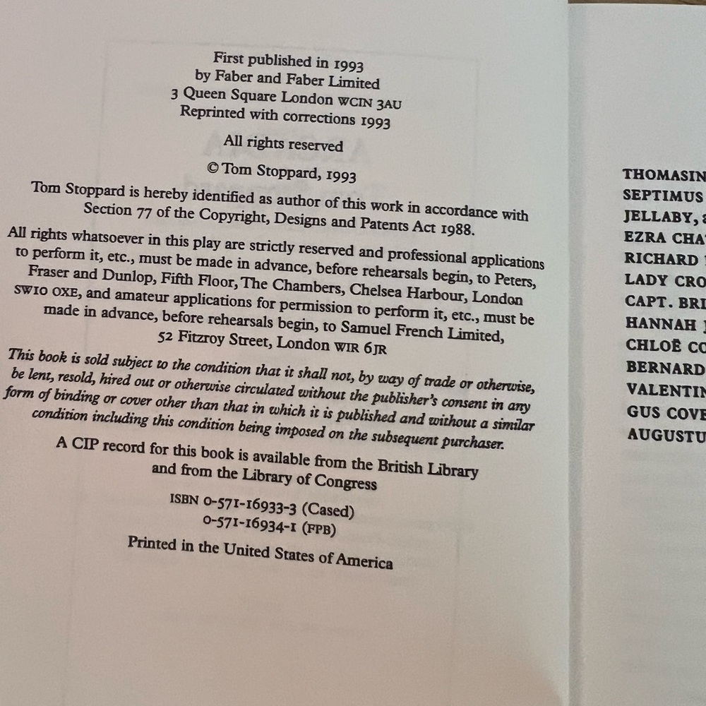 3 for $15: Tom Stoppard’s Arcadia Paperback - Picture 4 of 7